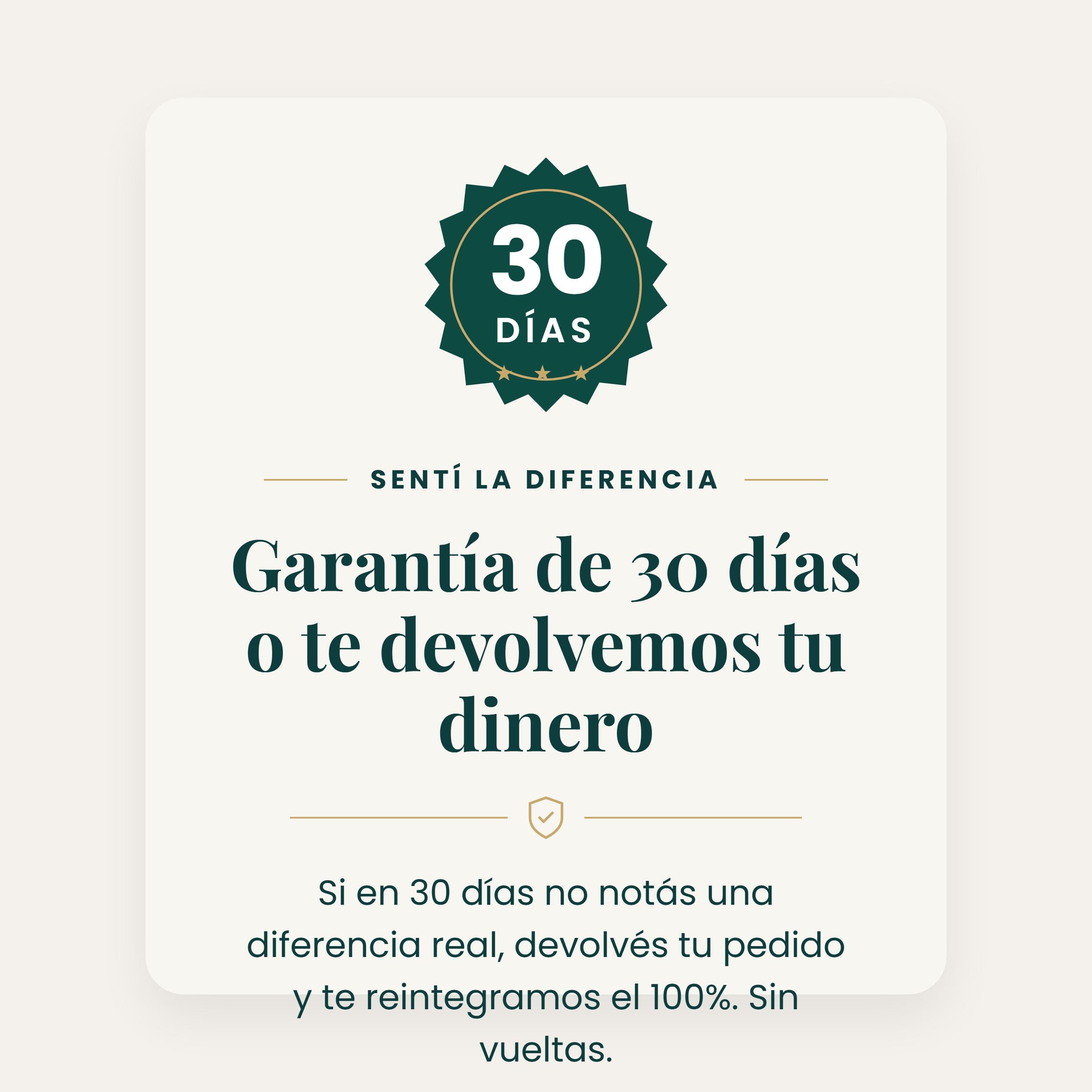 Garantía de 30 días o te devolvemos tu dinero