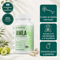 Frasco de Novida Amla en cápsulas, extracto de superfruta, elaborado en Argentina